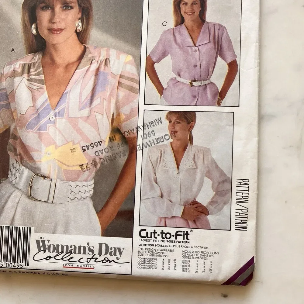 Vintage‎ McCall's Pattern 2915 Women’s Day Collection Blouses Sz 12-14-16 Uncut